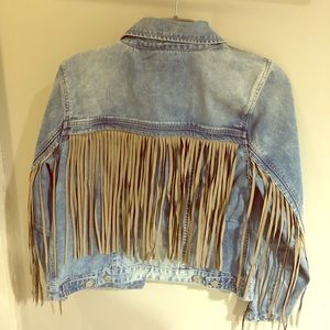 Jean jacket with fringe